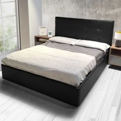 Bissolo Casa Letti Matrimoniali<LETTO MATRIMONIALE CONTENITORE MOD. NAPOLI IN ECOPELLE NERO