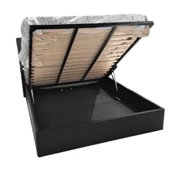 Bissolo Casa Letti Matrimoniali<LETTO MATRIMONIALE CONTENITORE MOD. NAPOLI IN ECOPELLE NERO