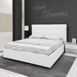 Bissolo Casa Letti Matrimoniali<LETTO MATRIMONIALE CONTENITORE MOD. NAPOLI IN ECOPELLE BIANCA