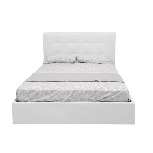 Bissolo Casa Letti Matrimoniali<LETTO MATRIMONIALE CONTENITORE MOD. NAPOLI IN ECOPELLE BIANCA