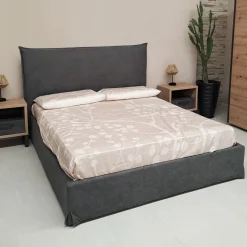 Bissolo Casa Letti Matrimoniali<LETTO MATRIMONIALE CONTENITORE MOD. LINE IN TESSUTO GRIGIO SCURO