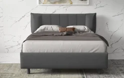 Bissolo Casa Letti Matrimoniali<LETTO MATRIMONIALE CONTENITORE MOD. HUG TESSUTO FUMO