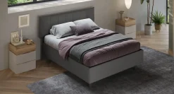 Bissolo Casa Letti Matrimoniali<LETTO MATRIMONIALE CONTENITORE MOD. HUG TESSUTO FUMO