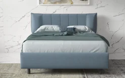 Bissolo Casa Letti Matrimoniali<LETTO MATRIMONIALE CONTENITORE MOD. HUG TESSUTO AZZURRO POLVERE