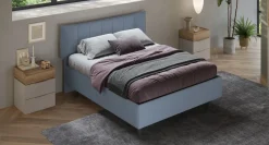 Bissolo Casa Letti Matrimoniali<LETTO MATRIMONIALE CONTENITORE MOD. HUG TESSUTO AZZURRO POLVERE