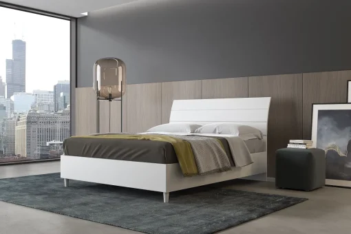 Bissolo Casa Letti Matrimoniali<Letto matrimoniale HUGO bianco frassinato: letto contenitore in offerta