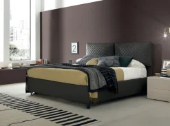 Bissolo Casa Letti Matrimoniali<Letto matrimoniale in ecopelle nera modello KATO