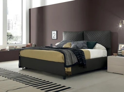Bissolo Casa Letti Matrimoniali<Letto matrimoniale in ecopelle nera modello KATO