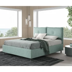 Bissolo Casa Letti Matrimoniali<LETTO MATRIMONIALE IN TESSUTO VERDE ACQUA