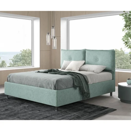 Bissolo Casa Letti Matrimoniali<LETTO MATRIMONIALE IN TESSUTO VERDE ACQUA