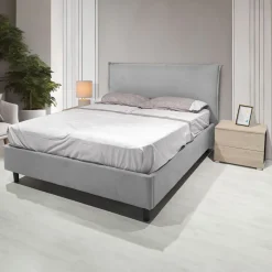 Bissolo Casa Letti Matrimoniali<LETTO MATRIMONIALE LINE CON GIROLETTO IN TESSUTO GRIGIO CHIARO