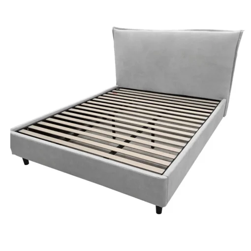 Bissolo Casa Letti Matrimoniali<LETTO MATRIMONIALE LINE CON GIROLETTO IN TESSUTO GRIGIO CHIARO