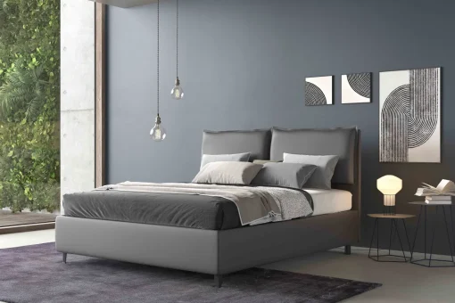 Bissolo Casa Letti Matrimoniali<Letto matrimoniale LOTO in ecopelle grigia