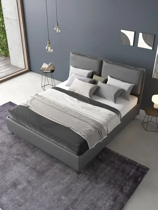 Bissolo Casa Letti Matrimoniali<Letto matrimoniale LOTO in ecopelle grigia