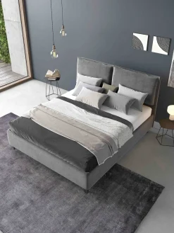 Bissolo Casa Letti Matrimoniali<Letto matrimoniale LOTO in tessuto grigio con contenitore