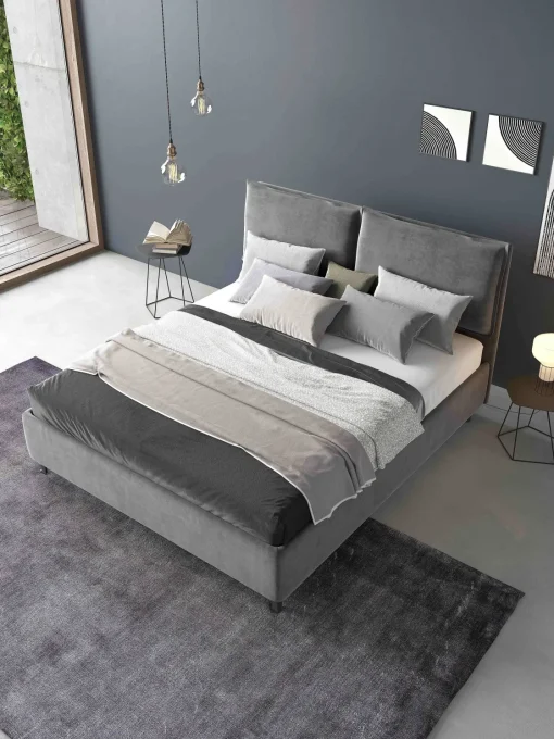 Bissolo Casa Letti Matrimoniali<Letto matrimoniale LOTO in tessuto grigio con contenitore