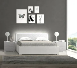 Bissolo Casa Letti Matrimoniali<Letto matrimoniale MILA con contenitore in frassino bianco e cemento