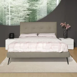 Bissolo Casa Letti Matrimoniali<LETTO MATRIMONIALE MOD. SIMPLE CON GIROLETTO IN TESSUTO ECONABUK GRIGIO
