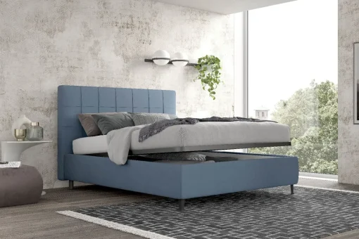 Bissolo Casa Letti Matrimoniali<Letto matrimoniale Mykonos con contenitore in tessuto nubuk
