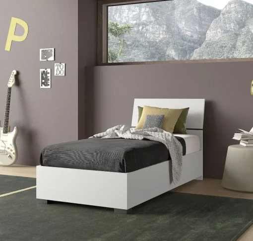 Bissolo Casa Letti Singoli<LETTO SINGOLO CON CONTENITORE BIANCO FRASSINATO
