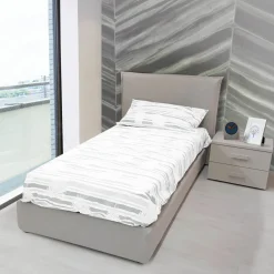 Bissolo Casa Letti Singoli<LETTO SINGOLO CON CONTENITORE MOD. CHANEL IN TESSUTO SABBIA