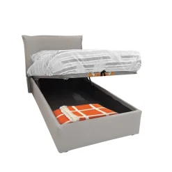 Bissolo Casa Letti Singoli<LETTO SINGOLO CON CONTENITORE MOD. CHANEL IN TESSUTO SABBIA