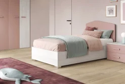 Bissolo Casa Letti Singoli<LETTO SINGOLO CON CONTENITORE MOD. EDDY ROVERE NORDICO E ROSA