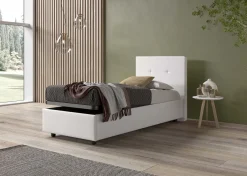 Bissolo Casa Letti Singoli<LETTO SINGOLO CON CONTENITORE IN ECOPELLE BIANCA