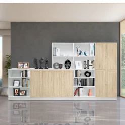 Bissolo Casa Librerie|Librerie<LIBRERIA COMPLETA QUERCIA E BIANCO OPACO