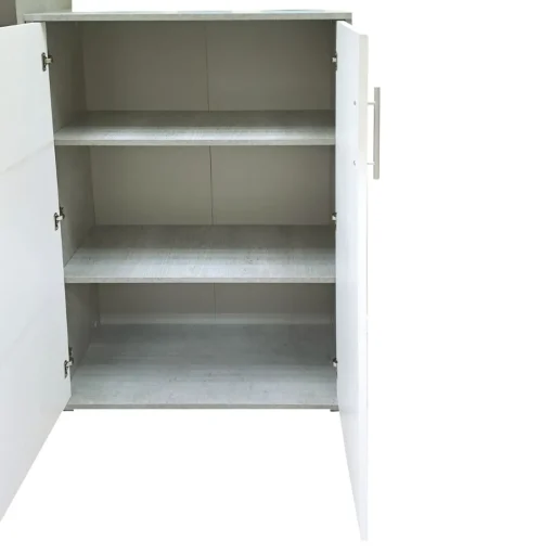 Bissolo Casa Librerie|Librerie<Libreria con ante: libreria con ante beton e bianco frassinato