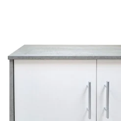 Bissolo Casa Librerie|Librerie<Libreria con ante: libreria con ante beton e bianco frassinato