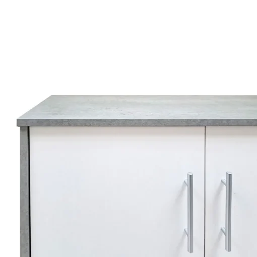 Bissolo Casa Librerie|Librerie<Libreria con ante: libreria con ante beton e bianco frassinato