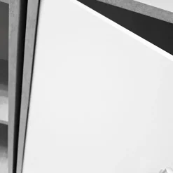 Bissolo Casa Librerie|Librerie<Libreria con ante: libreria con ante beton e bianco frassinato