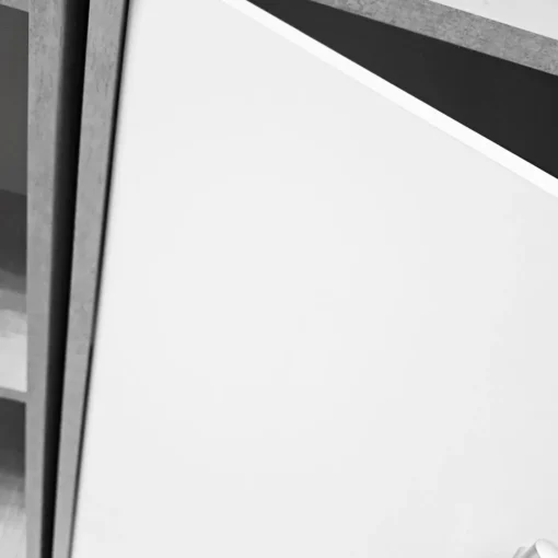 Bissolo Casa Librerie|Librerie<Libreria con ante: libreria con ante beton e bianco frassinato