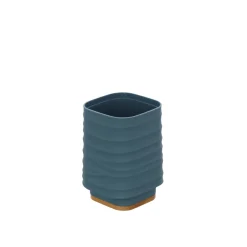 Bissolo Casa Porta Spazzolini<LINEA ALABAMA - BICCHIERE PORTASPAZZOLINI BLU PASTELLO E NATURALE