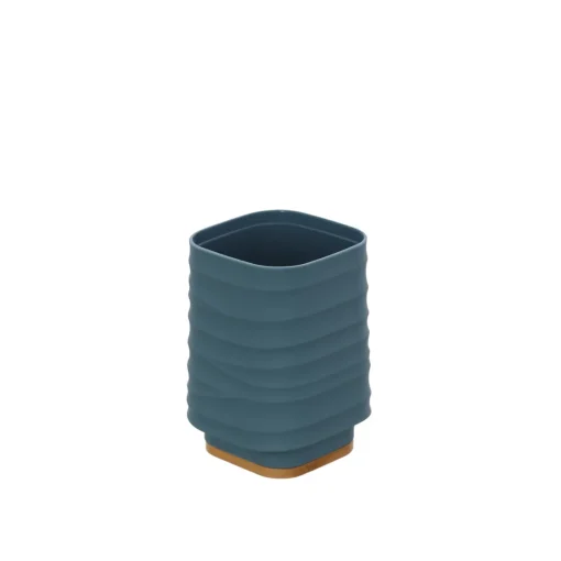 Bissolo Casa Porta Spazzolini<LINEA ALABAMA - BICCHIERE PORTASPAZZOLINI BLU PASTELLO E NATURALE
