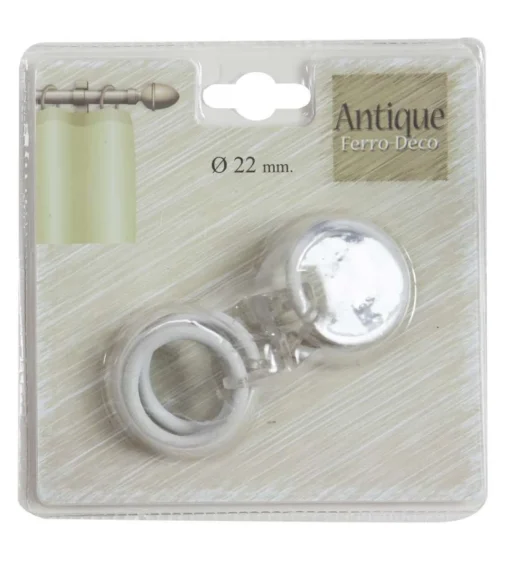 Bissolo Casa Accessori E Pali Tende Finali Per Pali<LINEA ANTIQUE - SET 8 ANELLI PER TENDA IN METALLO COLORE BIANCO-BEIGE: vendita online LINEA ANTIQUE - SET 8 ANELLI PER TENDA IN METALLO COLORE BIANCO-BEIGE in offerta