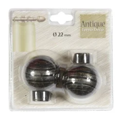 Bissolo Casa Accessori E Pali Tende Finali Per Pali<LINEA ANTIQUE - SET 2 FINALI PER TENDA MOD. SFERA COLORE NERO-ORO : vendita online LINEA ANTIQUE - SET 2 FINALI PER TENDA MOD. SFERA COLORE NERO-ORO in offerta