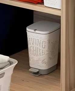 Bissolo Casa Pattumiere Bagno<LINEA CHIC LAUNDRY - PATTUMIERA BAGNO 10LT BIANCA E GRIGIA