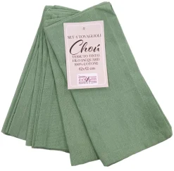 Bissolo Casa Tessile Tavola Tovaglie E Tovaglioli<LINEA CHOU - 4 TOVAGLIOLI IN COTONE 42X42 CM VERDE: vendita online LINEA CHOU - 4 TOVAGLIOLI IN COTONE 42X42 CM VERDE in offerta