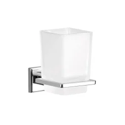 Bissolo Casa Porta Spazzolini<LINEA COLORADO - BICCHIERE PORTASPAZZOLINI CROMO E BIANCO