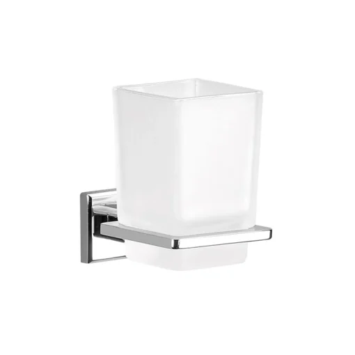 Bissolo Casa Porta Spazzolini<LINEA COLORADO - BICCHIERE PORTASPAZZOLINI CROMO E BIANCO