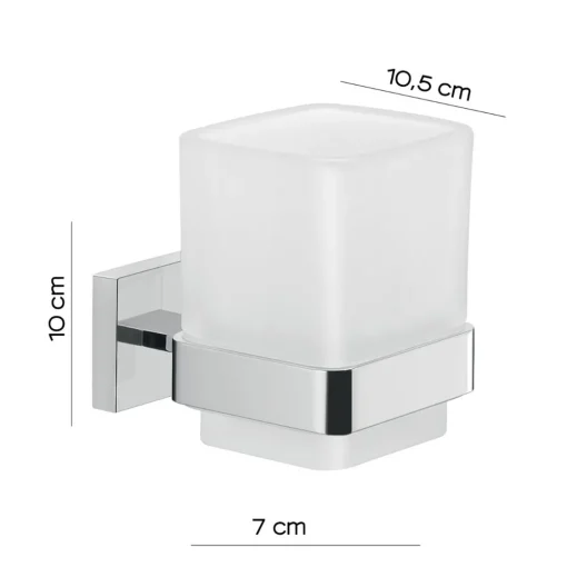 Bissolo Casa Porta Spazzolini<LINEA ELBA - BICCHIERE PORTASPAZZOLINI CROMO E BIANCO