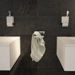 Bissolo Casa Porta Spazzolini<LINEA ELBA - BICCHIERE PORTASPAZZOLINI CROMO E BIANCO