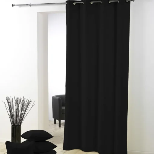 Bissolo Casa Tende Tende Confezionate<LINEA ESSENTIEL - TENDA CON OCCHIELLI IN POLIESTERE UNITO 140X280CM NERO: vendita online LINEA ESSENTIEL - TENDA CON OCCHIELLI IN POLIESTERE UNITO 140X280CM NERO in offerta