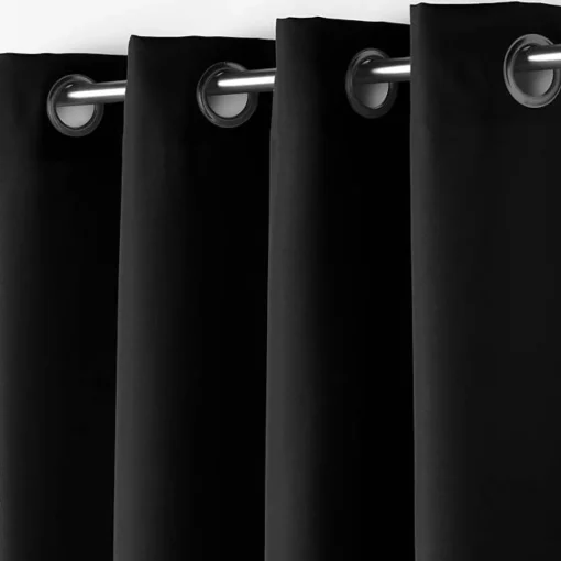 Bissolo Casa Tende Tende Confezionate<LINEA ESSENTIEL - TENDA CON OCCHIELLI IN POLIESTERE UNITO 140X280CM NERO: vendita online LINEA ESSENTIEL - TENDA CON OCCHIELLI IN POLIESTERE UNITO 140X280CM NERO in offerta