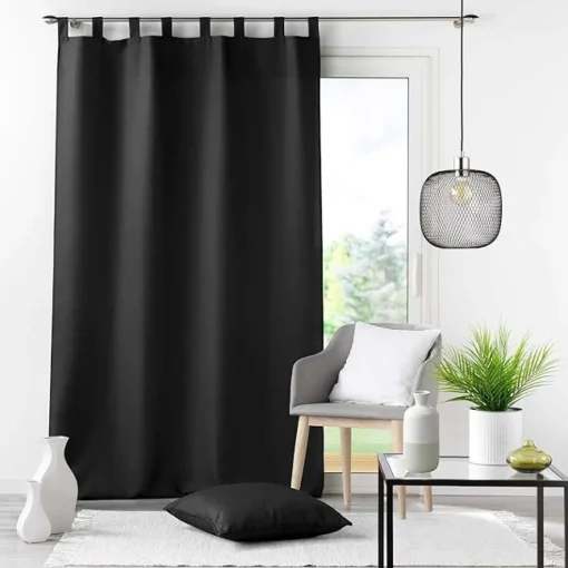 Bissolo Casa Tende Tende Confezionate<LINEA ESSENTIEL - TENDA CON PASSANTI IN POLIESTERE UNITO 140X260CM NERO: vendita online LINEA ESSENTIEL - TENDA CON PASSANTI IN POLIESTERE UNITO 140X260CM NERO in offerta