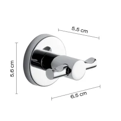Bissolo Casa Appendini<LINEA FELCE - APPENDIABITI 2 POSTI CROMATO IN ACCIAIO INOX 6,5X5,5X5,6CM