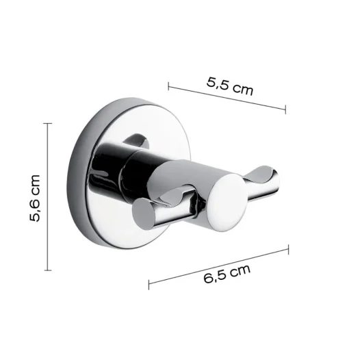 Bissolo Casa Appendini<LINEA FELCE - APPENDIABITI 2 POSTI CROMATO IN ACCIAIO INOX 6,5X5,5X5,6CM
