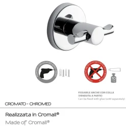 Bissolo Casa Appendini<LINEA FELCE - APPENDIABITI 2 POSTI CROMATO IN ACCIAIO INOX 6,5X5,5X5,6CM